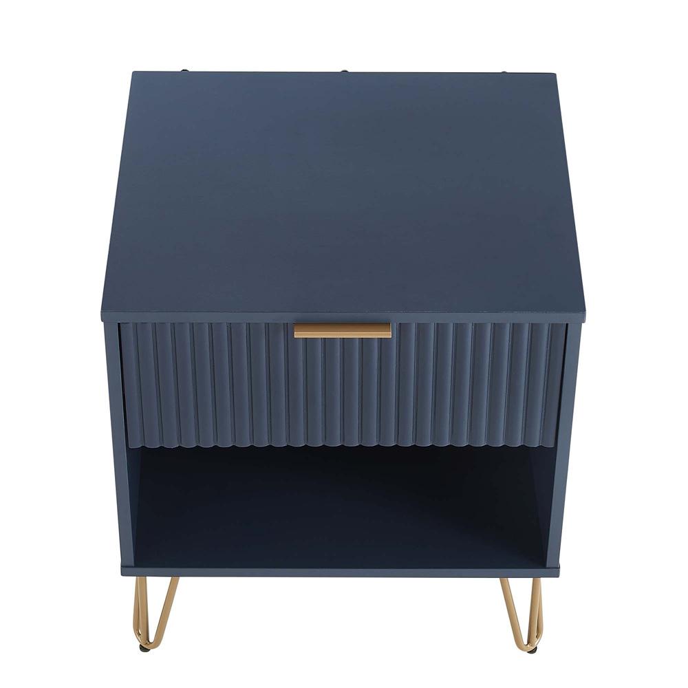 Manhattan Comfort - DUMBO Nightstand with 1 Full Extension Drawers in Midnight Blue - NS001-MB veiw 3
