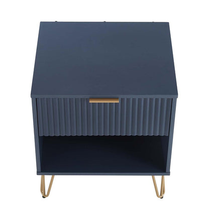 Manhattan Comfort - DUMBO Nightstand with 1 Full Extension Drawers in Midnight Blue - NS001-MB veiw 3
