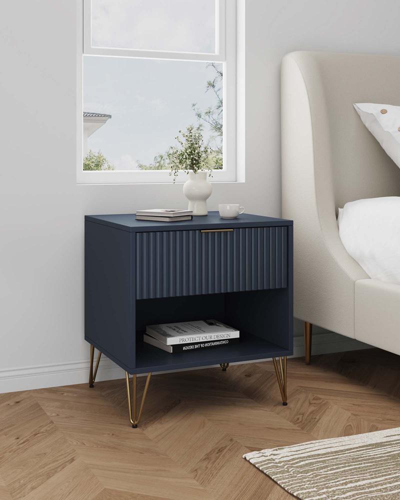 Manhattan Comfort - DUMBO Nightstand with 1 Full Extension Drawers in Midnight Blue - NS001-MB veiw 10