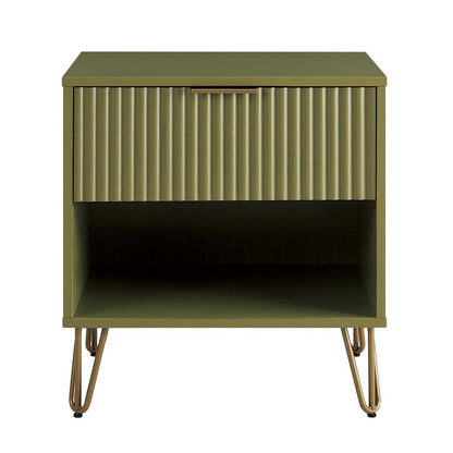 Manhattan Comfort - DUMBO Nightstand with 1 Full Extension Drawers in Olive Green - NS001-OG veiw 1