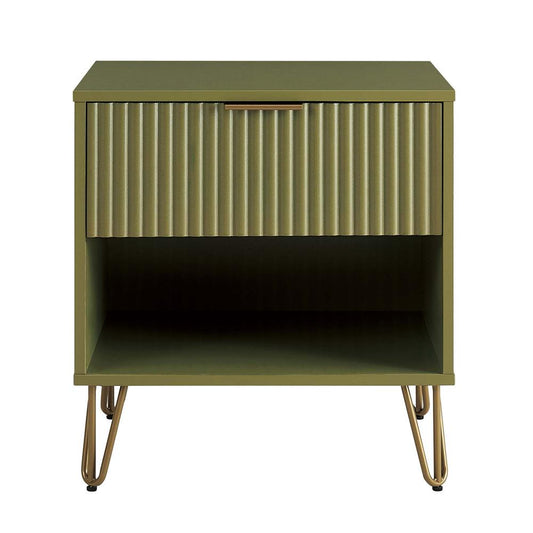 Manhattan Comfort - DUMBO Nightstand with 1 Full Extension Drawers in Olive Green - NS001-OG veiw 1