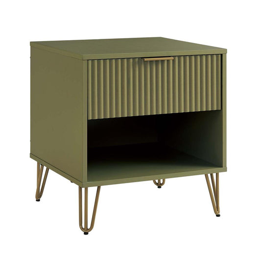Manhattan Comfort - DUMBO Nightstand with 1 Full Extension Drawers in Olive Green - NS001-OG veiw 2