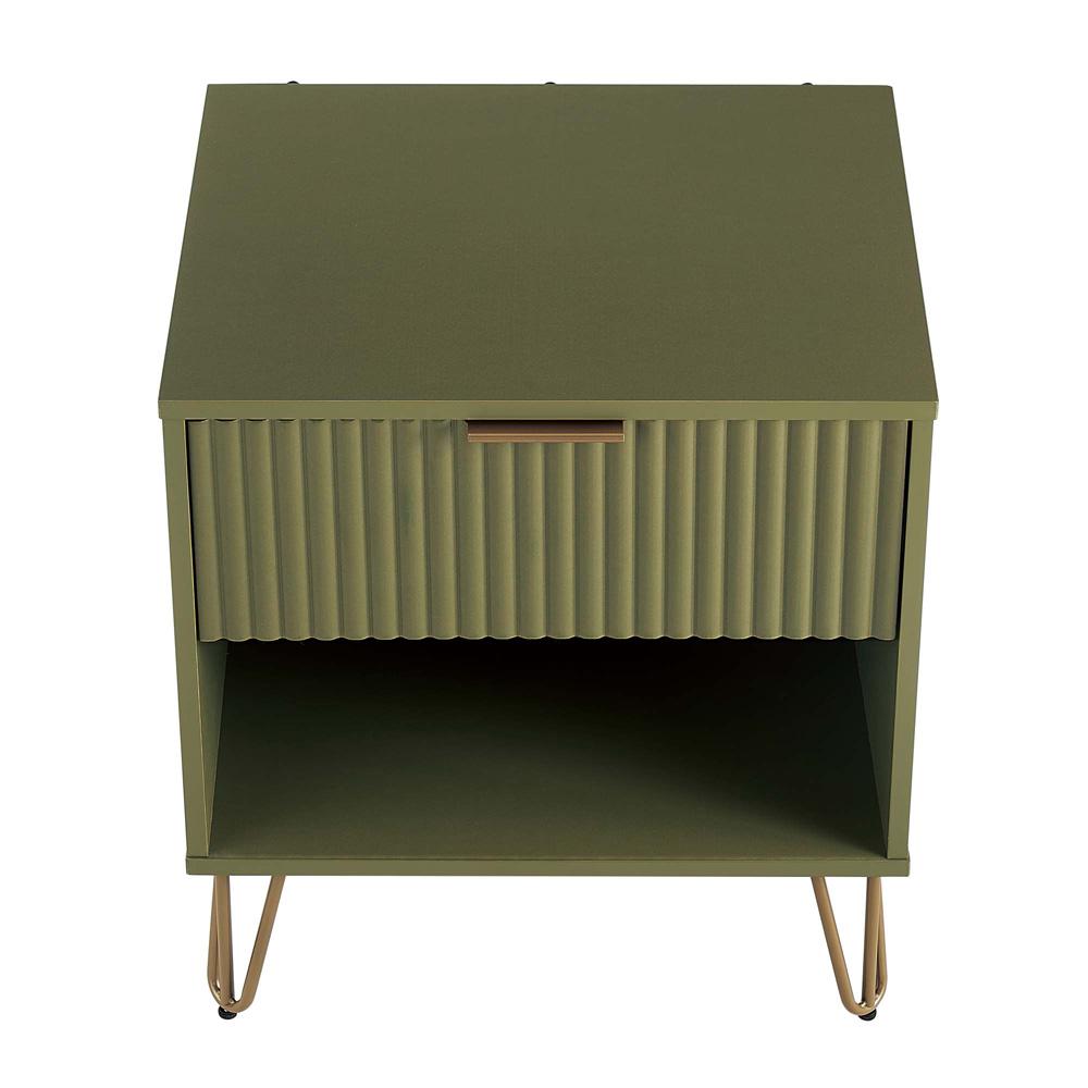 Manhattan Comfort - DUMBO Nightstand with 1 Full Extension Drawers in Olive Green - NS001-OG veiw 3