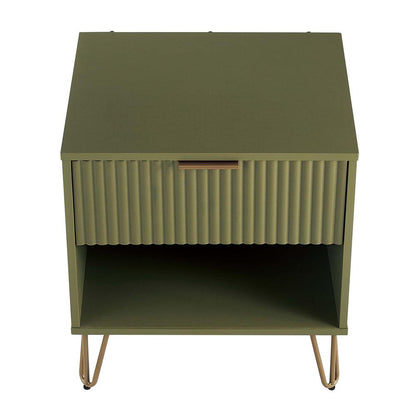 Manhattan Comfort - DUMBO Nightstand with 1 Full Extension Drawers in Olive Green - NS001-OG veiw 3