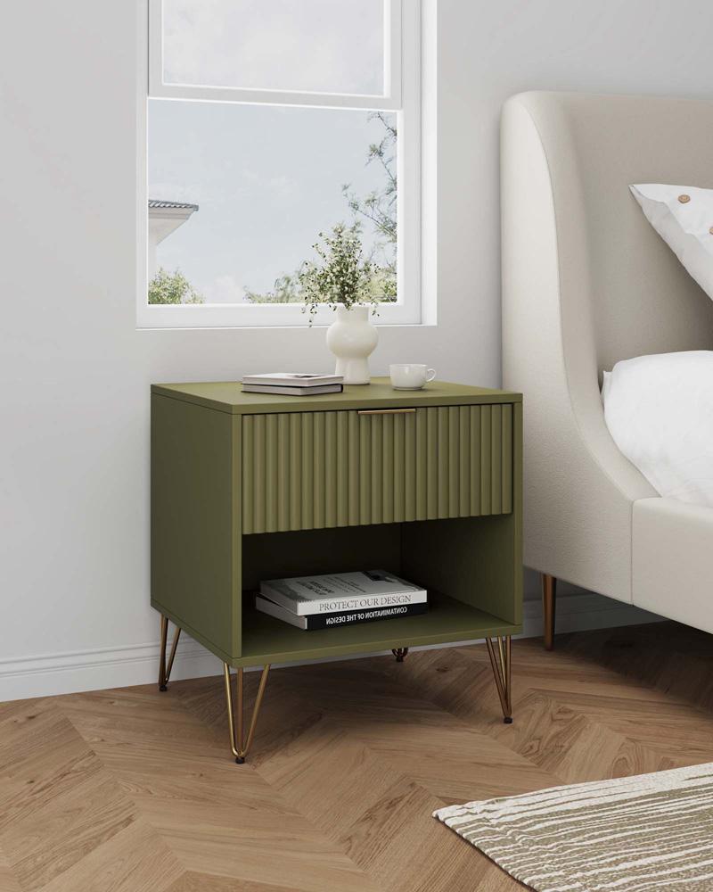 Manhattan Comfort - DUMBO Nightstand with 1 Full Extension Drawers in Olive Green - NS001-OG veiw 10