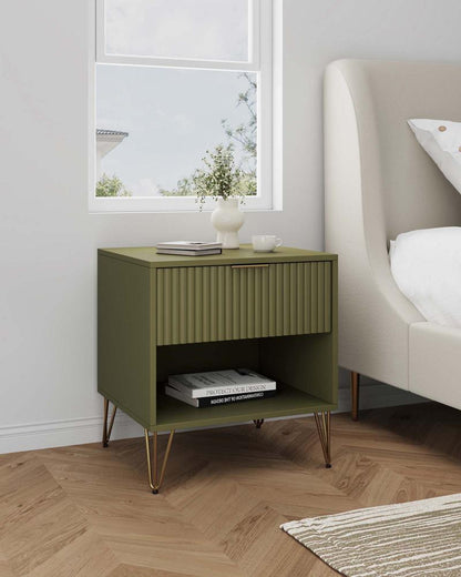 Manhattan Comfort - DUMBO Nightstand with 1 Full Extension Drawers in Olive Green - NS001-OG veiw 10