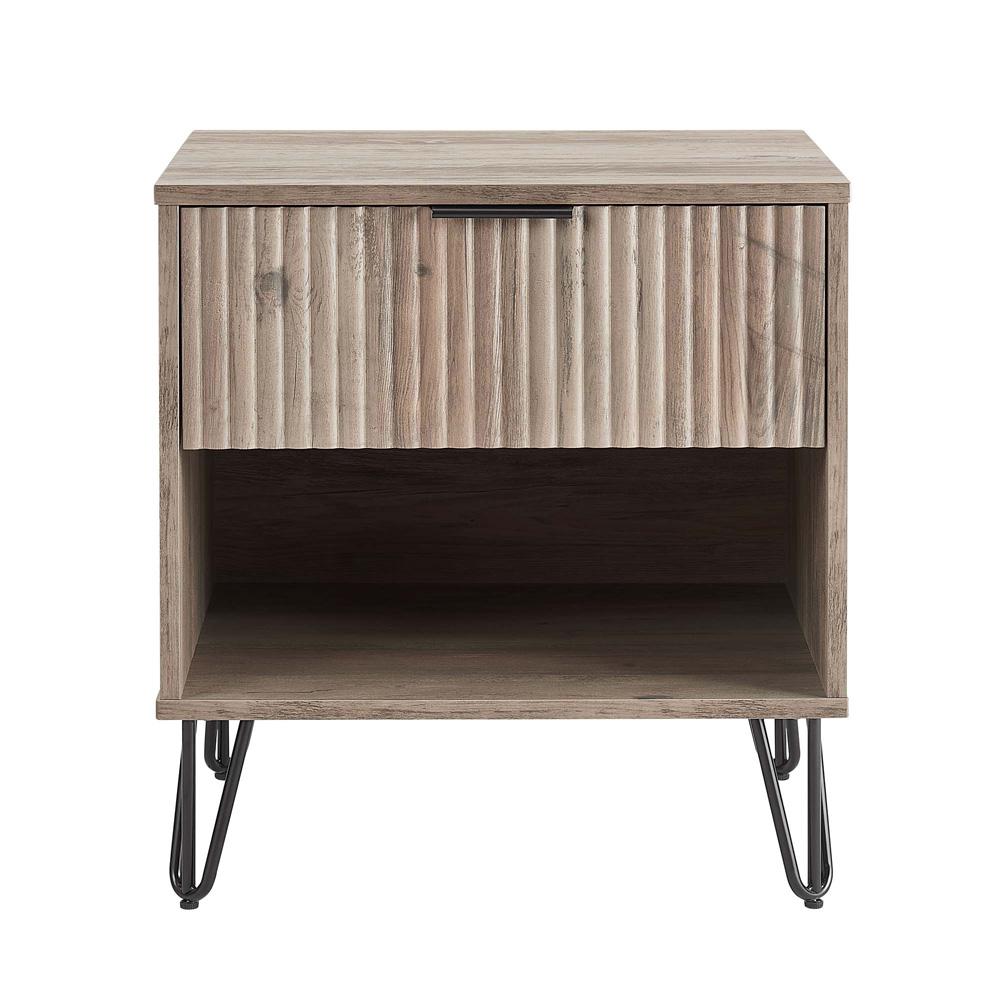 Manhattan Comfort - DUMBO Nightstand with 1 Full Extension Drawers in Rustic Grey - NS001-GY veiw 1