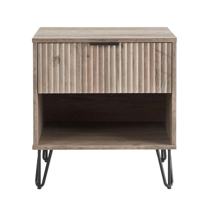 Manhattan Comfort - DUMBO Nightstand with 1 Full Extension Drawers in Rustic Grey - NS001-GY veiw 1