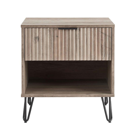 Manhattan Comfort - DUMBO Nightstand with 1 Full Extension Drawers in Rustic Grey - NS001-GY veiw 1