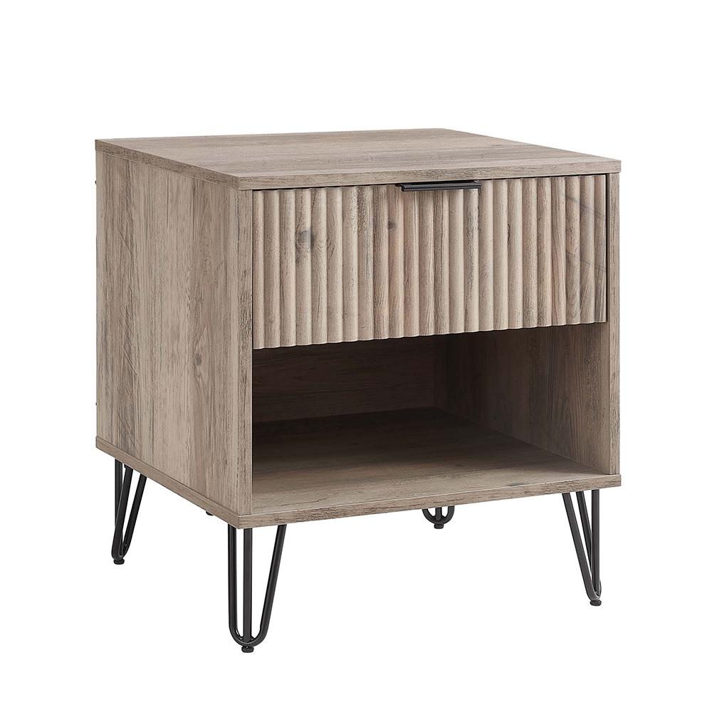 Manhattan Comfort - DUMBO Nightstand with 1 Full Extension Drawers in Rustic Grey - NS001-GY veiw 2