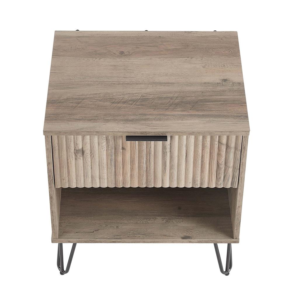 Manhattan Comfort - DUMBO Nightstand with 1 Full Extension Drawers in Rustic Grey - NS001-GY veiw 3