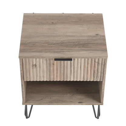 Manhattan Comfort - DUMBO Nightstand with 1 Full Extension Drawers in Rustic Grey - NS001-GY veiw 3