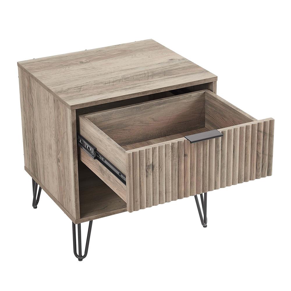 Manhattan Comfort - DUMBO Nightstand with 1 Full Extension Drawers in Rustic Grey - NS001-GY veiw 4