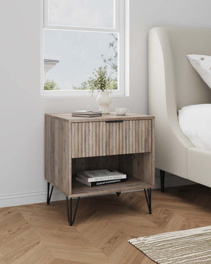 Manhattan Comfort - DUMBO Nightstand with 1 Full Extension Drawers in Rustic Grey - NS001-GY veiw 9