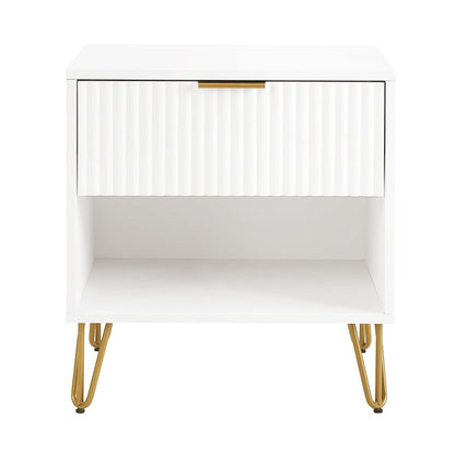 Manhattan Comfort - DUMBO Nightstand with 1 Full Extension Drawers in White - NS001-WH veiw 1