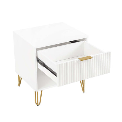 Manhattan Comfort - DUMBO Nightstand with 1 Full Extension Drawers in White - NS001-WH veiw 4