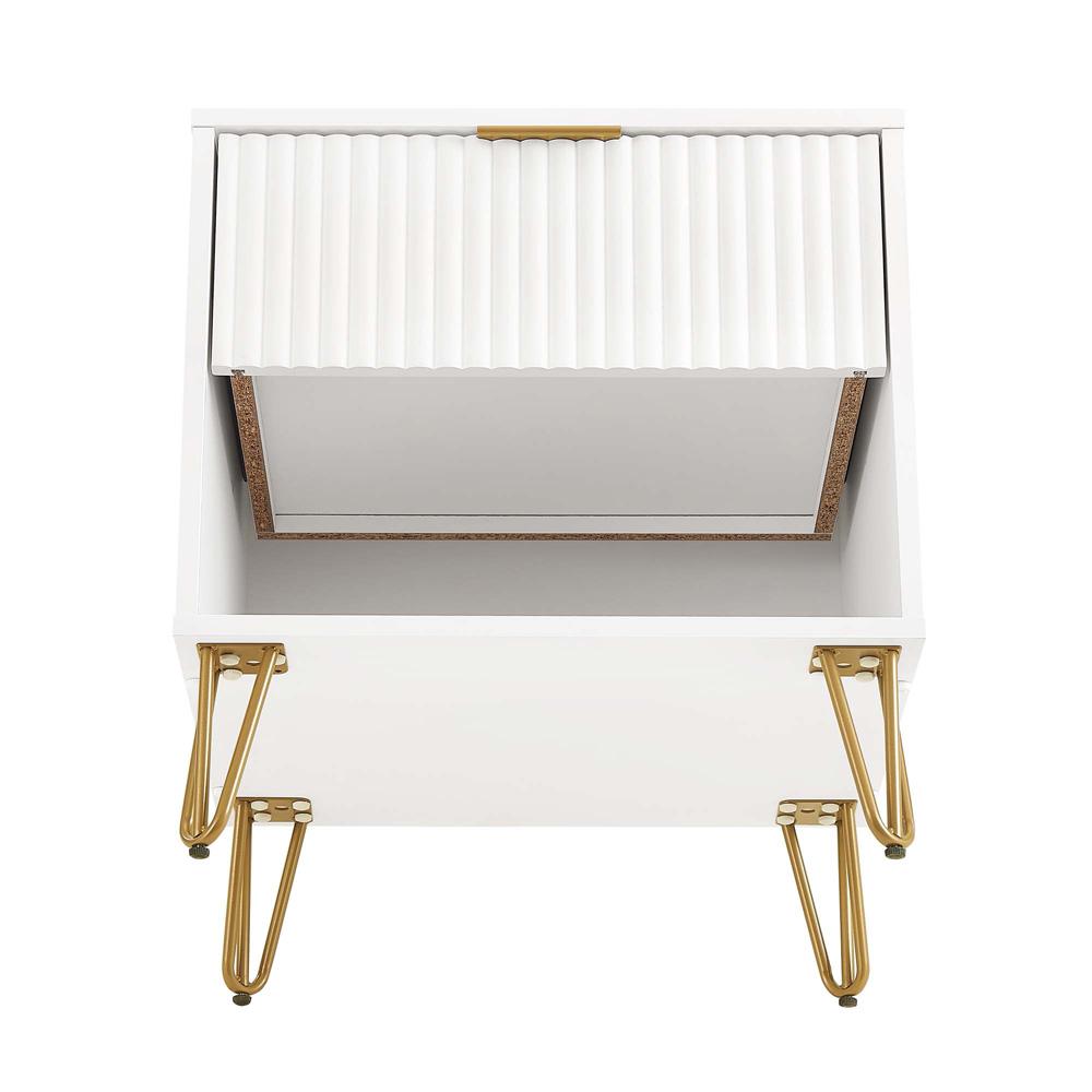 Manhattan Comfort - DUMBO Nightstand with 1 Full Extension Drawers in White - NS001-WH veiw 5