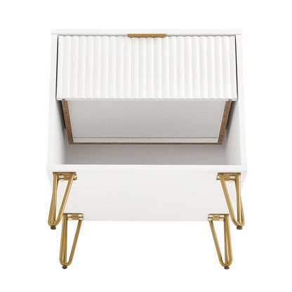 Manhattan Comfort - DUMBO Nightstand with 1 Full Extension Drawers in White - NS001-WH veiw 5