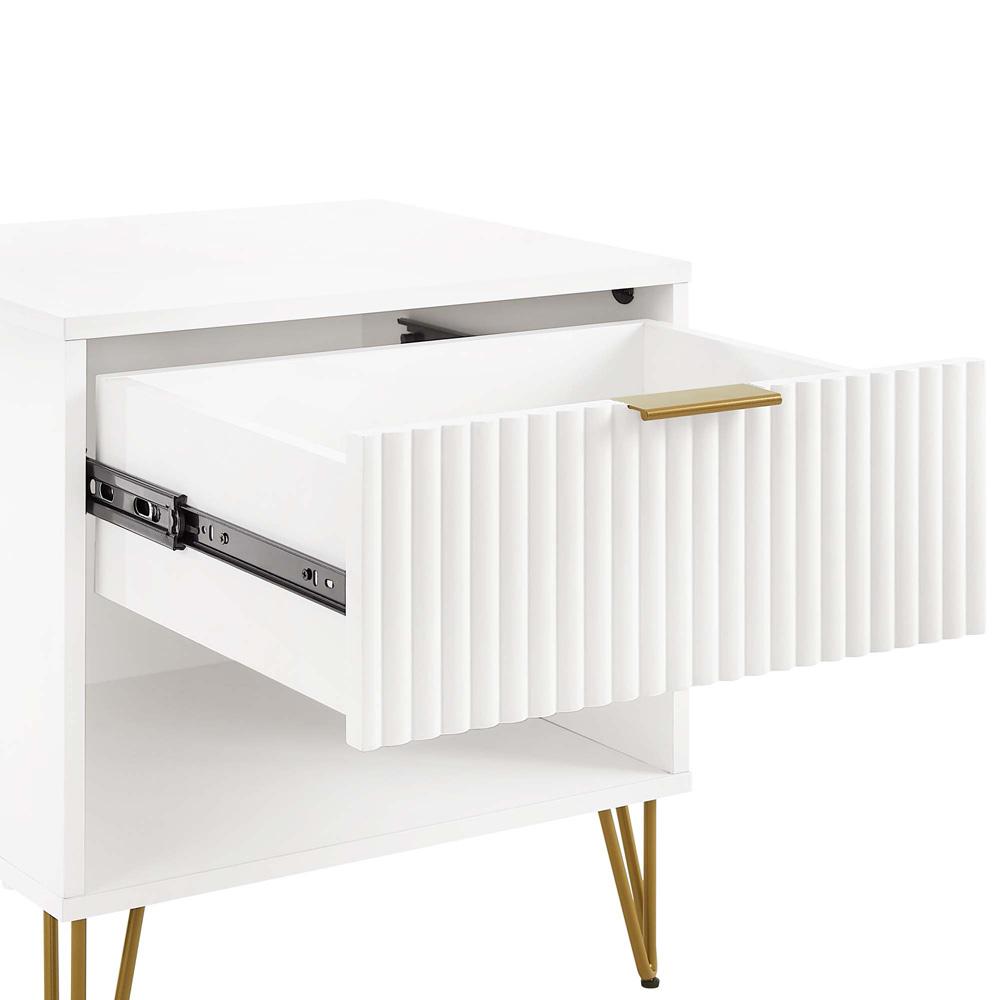 Manhattan Comfort - DUMBO Nightstand with 1 Full Extension Drawers in White - NS001-WH veiw 6