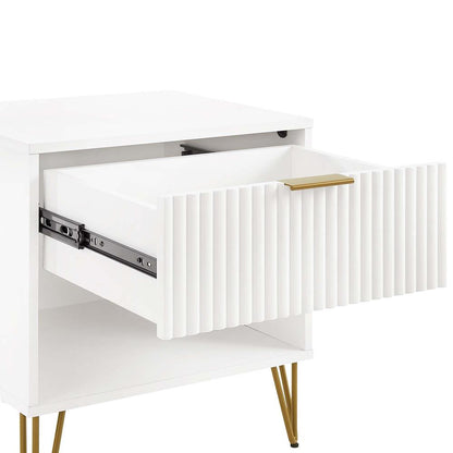 Manhattan Comfort - DUMBO Nightstand with 1 Full Extension Drawers in White - NS001-WH veiw 6
