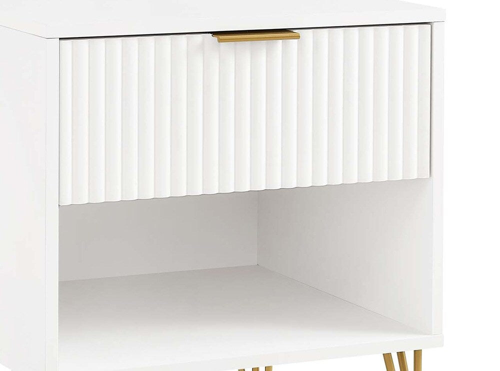 Manhattan Comfort - DUMBO Nightstand with 1 Full Extension Drawers in White - NS001-WH veiw 8