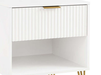 Manhattan Comfort - DUMBO Nightstand with 1 Full Extension Drawers in White - NS001-WH veiw 8