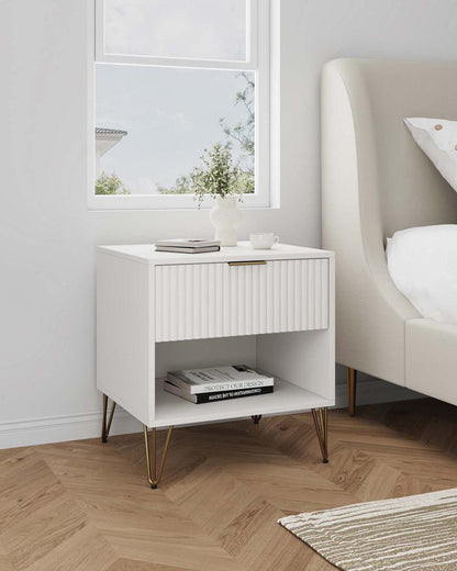 Manhattan Comfort - DUMBO Nightstand with 1 Full Extension Drawers in White - NS001-WH veiw 10