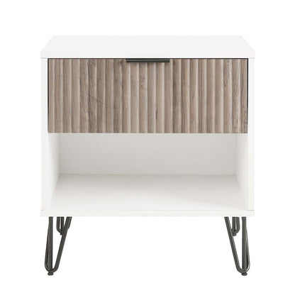 Manhattan Comfort - DUMBO Nightstand with 1 Full Extension Drawers in White and Rustic Grey - NS001-WG veiw 1