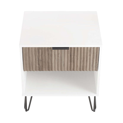 Manhattan Comfort - DUMBO Nightstand with 1 Full Extension Drawers in White and Rustic Grey - NS001-WG veiw 3