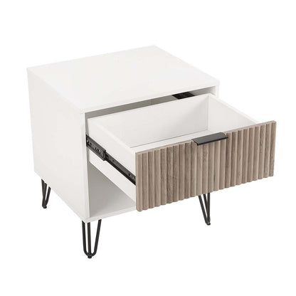 Manhattan Comfort - DUMBO Nightstand with 1 Full Extension Drawers in White and Rustic Grey - NS001-WG veiw 4