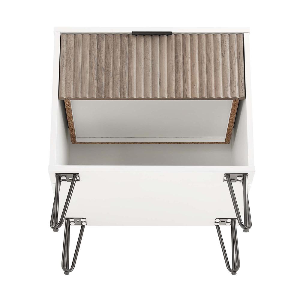 Manhattan Comfort - DUMBO Nightstand with 1 Full Extension Drawers in White and Rustic Grey - NS001-WG veiw 5