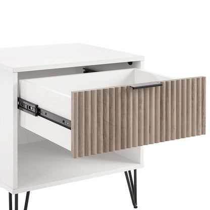 Manhattan Comfort - DUMBO Nightstand with 1 Full Extension Drawers in White and Rustic Grey - NS001-WG veiw 6