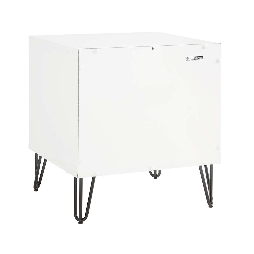 Manhattan Comfort - DUMBO Nightstand with 1 Full Extension Drawers in White and Rustic Grey - NS001-WG veiw 7