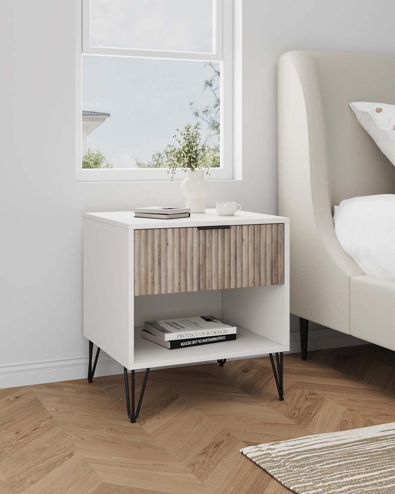 Manhattan Comfort - DUMBO Nightstand with 1 Full Extension Drawers in White and Rustic Grey - NS001-WG veiw 10
