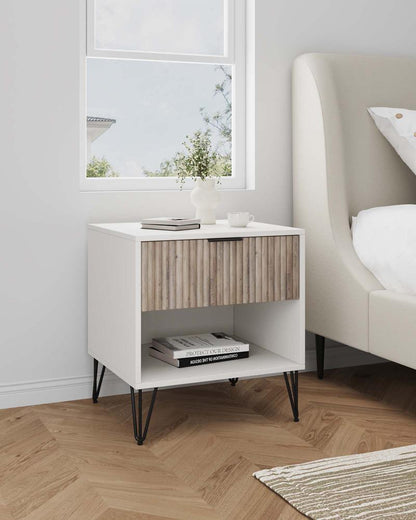 Manhattan Comfort - DUMBO Nightstand with 1 Full Extension Drawers in White and Rustic Grey - NS001-WG veiw 10