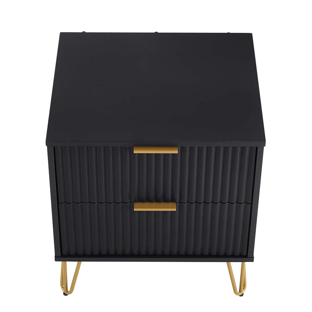 Manhattan Comfort - DUMBO Nightstand with 2 Full Extension Drawers in Black - NS002-BK veiw 3