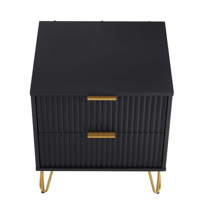 Manhattan Comfort - DUMBO Nightstand with 2 Full Extension Drawers in Black - NS002-BK veiw 3