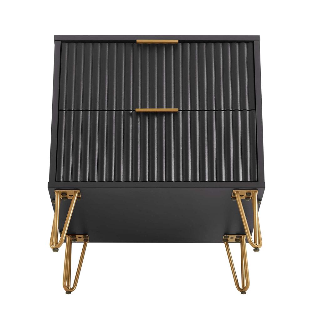 Manhattan Comfort - DUMBO Nightstand with 2 Full Extension Drawers in Black - NS002-BK veiw 5