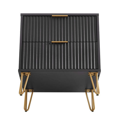 Manhattan Comfort - DUMBO Nightstand with 2 Full Extension Drawers in Black - NS002-BK veiw 5