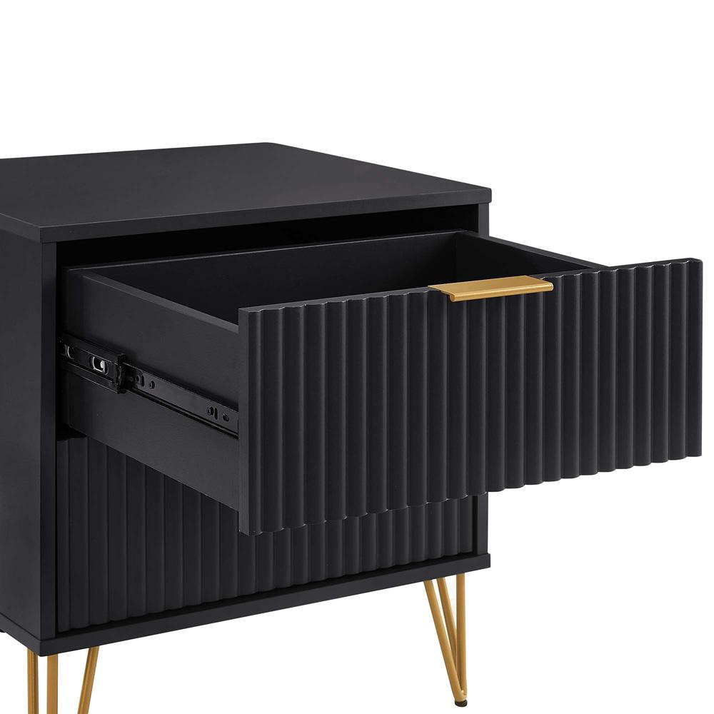 Manhattan Comfort - DUMBO Nightstand with 2 Full Extension Drawers in Black - NS002-BK veiw 6