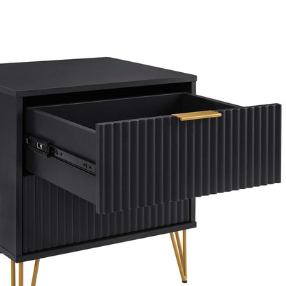 Manhattan Comfort - DUMBO Nightstand with 2 Full Extension Drawers in Black - NS002-BK veiw 6