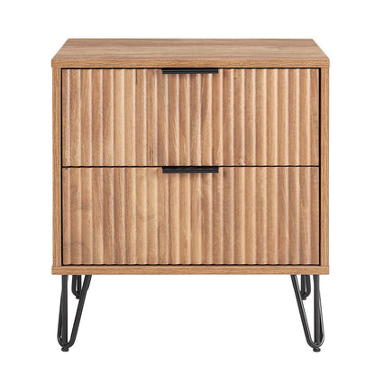 Manhattan Comfort - DUMBO Nightstand with 2 Full Extension Drawers in Golden Brown - NS002-GB veiw 1