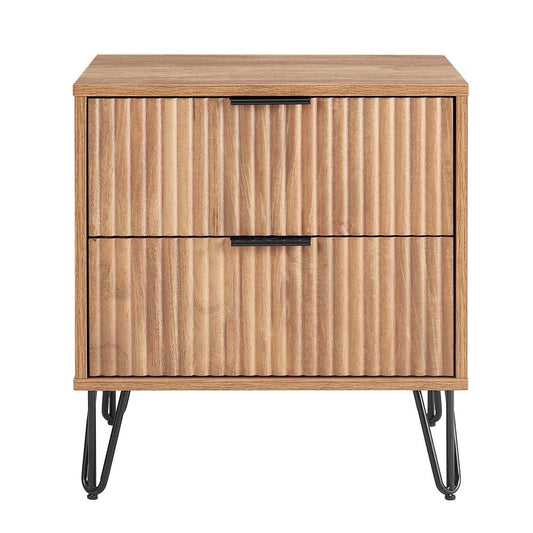 Manhattan Comfort - DUMBO Nightstand with 2 Full Extension Drawers in Golden Brown - NS002-GB veiw 1