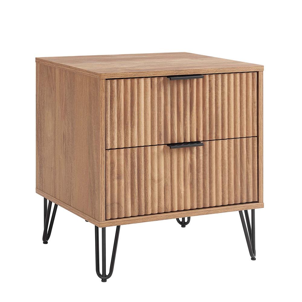 Manhattan Comfort - DUMBO Nightstand with 2 Full Extension Drawers in Golden Brown - NS002-GB veiw 2