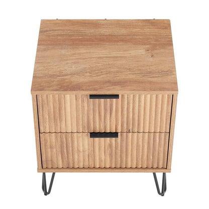 Manhattan Comfort - DUMBO Nightstand with 2 Full Extension Drawers in Golden Brown - NS002-GB veiw 3
