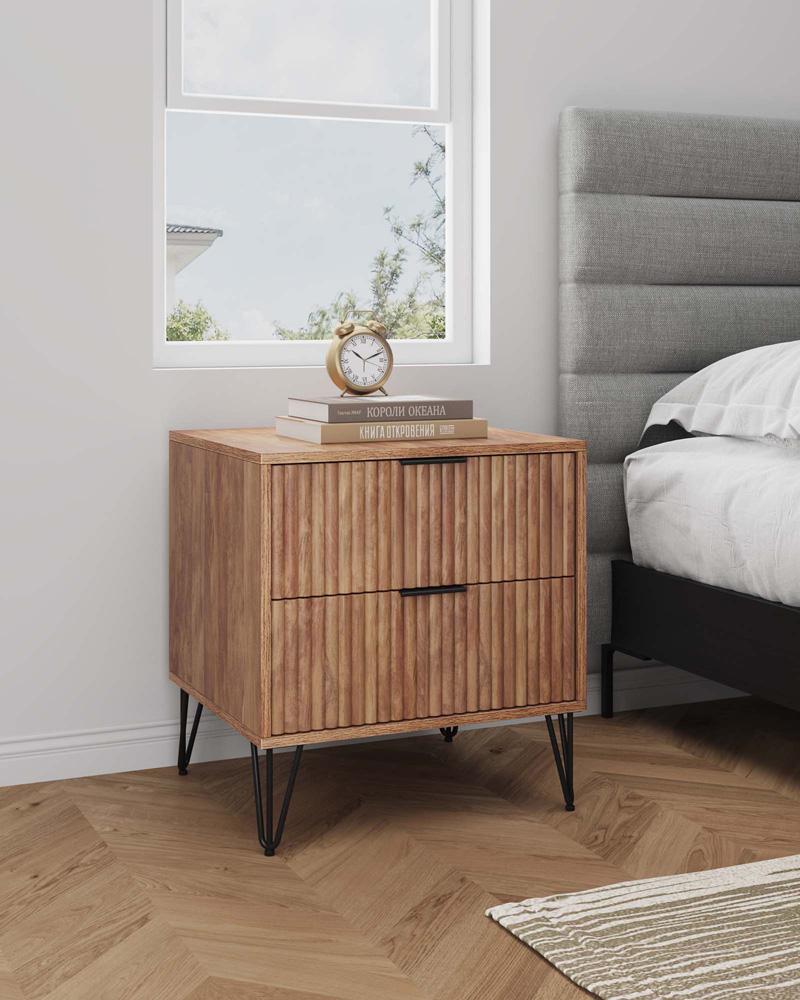 Manhattan Comfort - DUMBO Nightstand with 2 Full Extension Drawers in Golden Brown - NS002-GB veiw 9