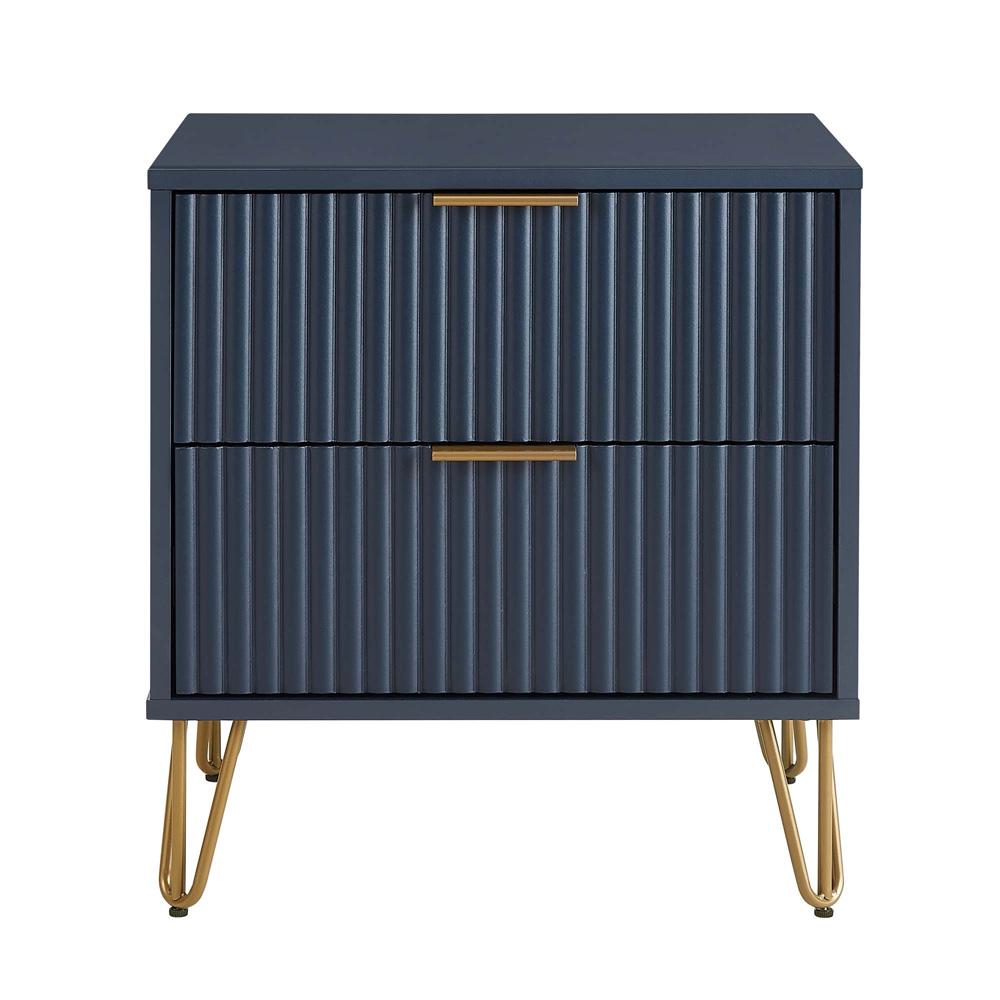 Manhattan Comfort - DUMBO Nightstand with 2 Full Extension Drawers in Midnight Blue - NS002-MB veiw 1