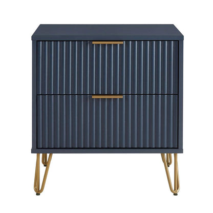 Manhattan Comfort - DUMBO Nightstand with 2 Full Extension Drawers in Midnight Blue - NS002-MB veiw 1