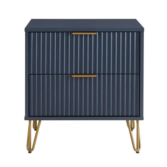 Manhattan Comfort - DUMBO Nightstand with 2 Full Extension Drawers in Midnight Blue - NS002-MB veiw 1