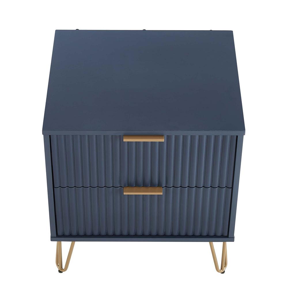 Manhattan Comfort - DUMBO Nightstand with 2 Full Extension Drawers in Midnight Blue - NS002-MB veiw 3